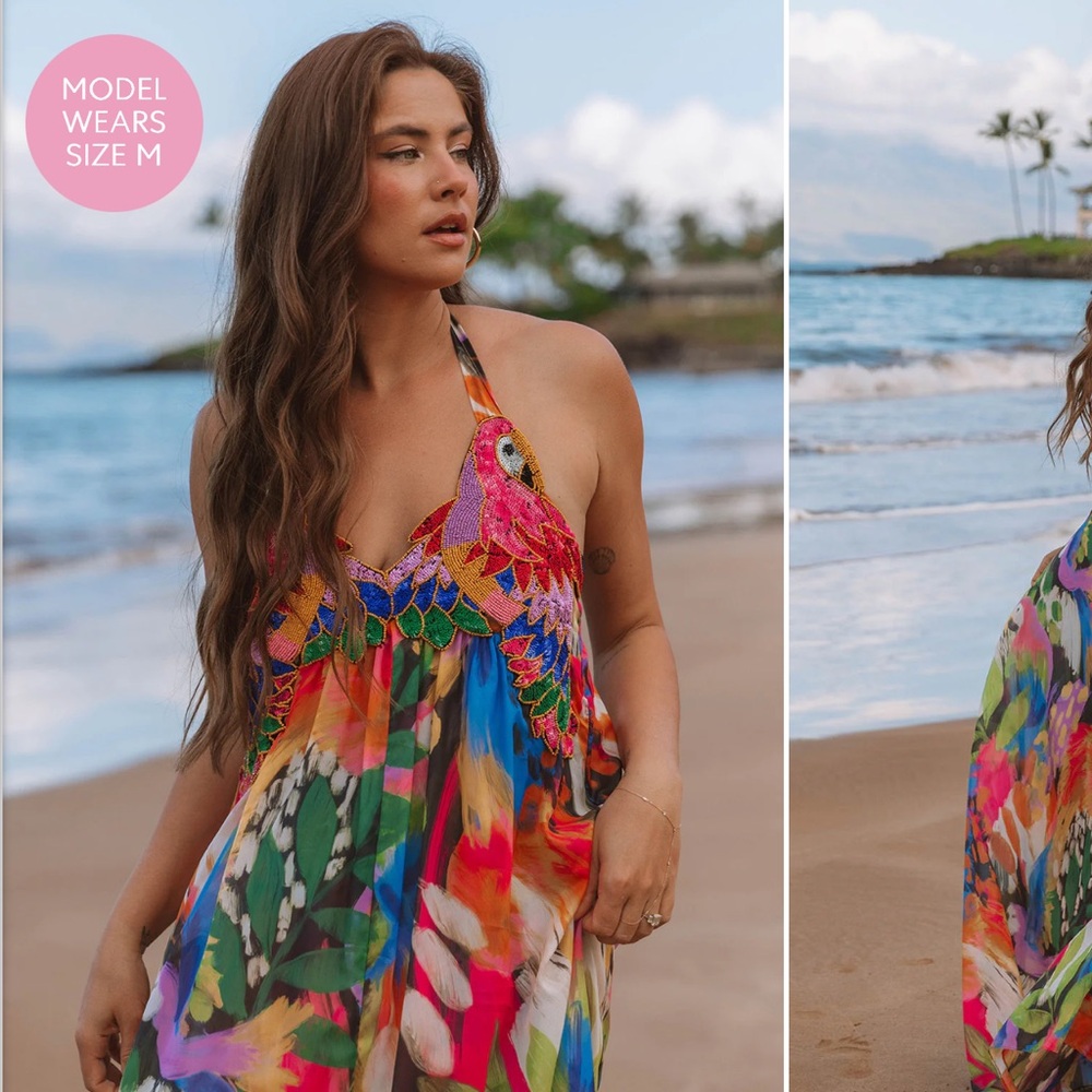 Show Me Your MuMu Multicolor Halter Maxi Dress - Pink, Green, Blue